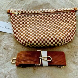 Perfect Simple real woven leather brown bum bag Brand New never worn